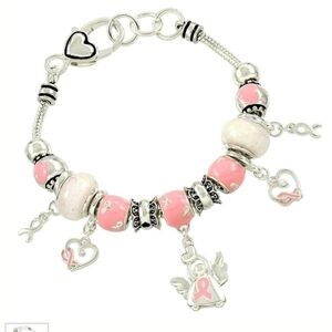 Pink ribbon Bead Charm bracelet